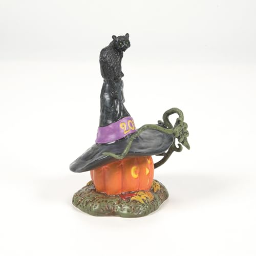 Halloween Feline Noir Cat on Pumpkin Dated Figurine - 2025 Village Accessory