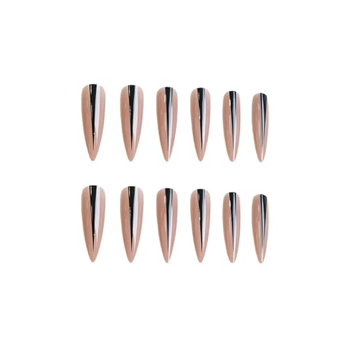 Long Black Stiletto Press-On Nails with Design - 24 Pack Variation of 72FN0005-04