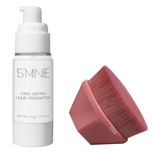 White Liquid Foundation Makeup with Flat Top Kabuki Brush - Face & Body