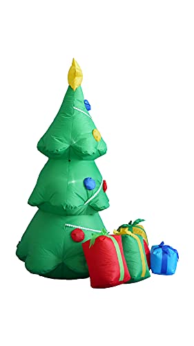 Lighted Christmas Inflatable Green Tree with Gift Boxes - 5 Ft Outdoor Holiday Decor