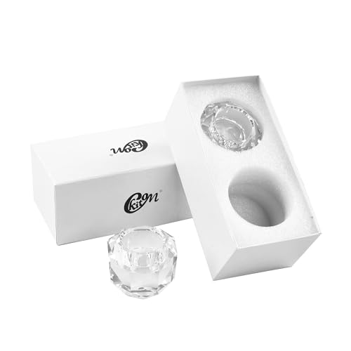 Crystal Tealight Candle Holders Pack of 2 - Handcut Faceted Design, 2.7x2.3 Inches Variation W2.7"×H2.3"