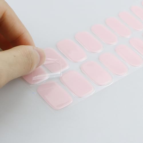 Pink Semi Cured Gel Nail Sticker Wraps - Cream Pink Variation