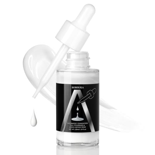 White Liquid Foundation for Halloween & Stage Makeup, Full Coverage, Long Lasting, Blendable Base for SFX, Clown, Zombie, Ghost
