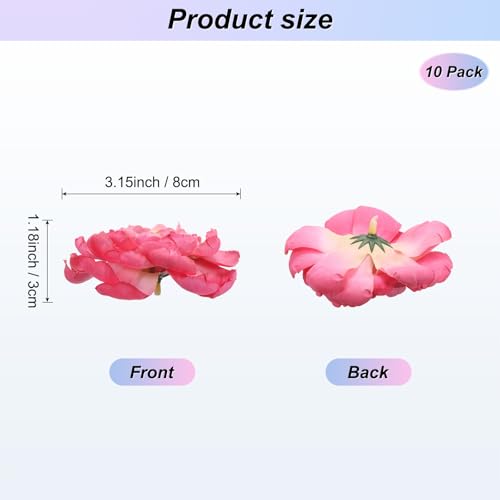 Artificial Peony Flower Heads 10-Pack - Silk Faux Flowers for Wedding & DIY Decor