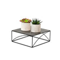 Black Square Cake Stand - 10.2 Inch Metal Dessert Pedestal - NUPTIO