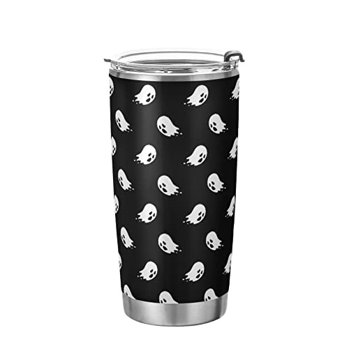 Halloween Doodle Ghost 20oz Insulated Travel Mug with Straw - Back to School Office Gift - Multi-010