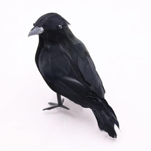 Realistic Black Feathered Crow Decoration for Halloween Home & Garden