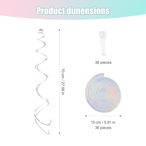 Double Helix Mixed Color Foil Swirl Streamers - 36PCS Rainbow Party Decorations