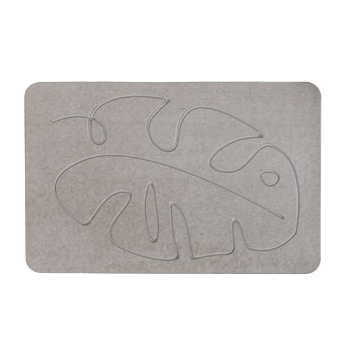 Diatomaceous Earth Bath Mat with Non-Slip Backing - Palm Pattern, Quick Dry, 26.6" x 15.3"