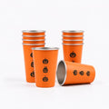 Halloween Stainless Steel Cups 10 Pack - Orange Party Drinkware for Kids & Adults