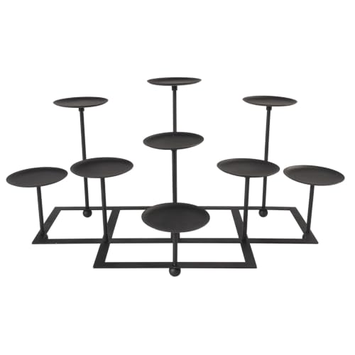 9 Pcs Pillar Fireplace Candle Holders Set - Multi-Level Iron Mantle Decor