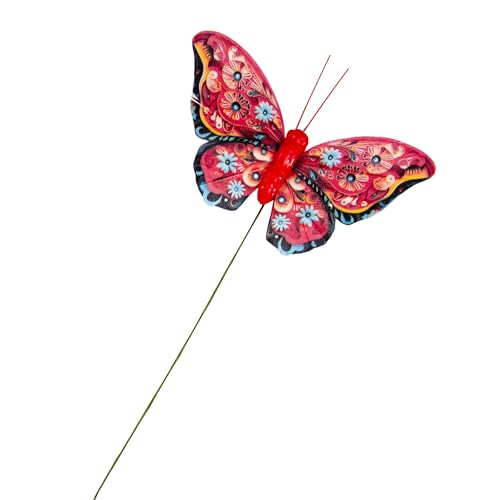 Artificial Feather Butterfly Decorations Set of 12 with Wire - F Wire Variation