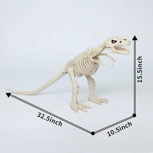15.5-Inch Animated T-Rex Skeleton Halloween Decoration with Moving Jaw & LED Eyes