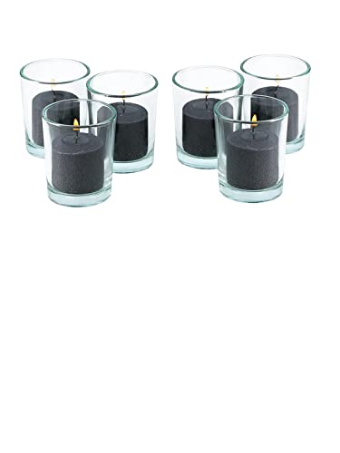 Black Unscented Votive Candles - 10 Hour Burn Time, Set of 72 - Halloween, Weddings, Home Decor