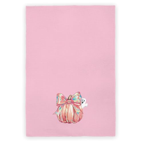 Autumn16 Pink Disco Ball Pumpkin Hand Dish Towels - Halloween Kitchen Decor