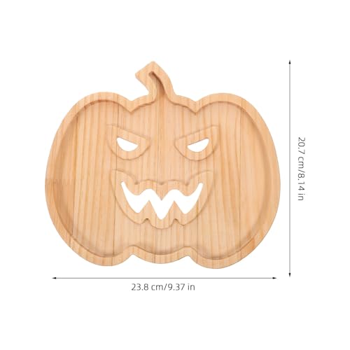 Wooden Pumpkin Serving Tray for Halloween Snacks and Party Platter