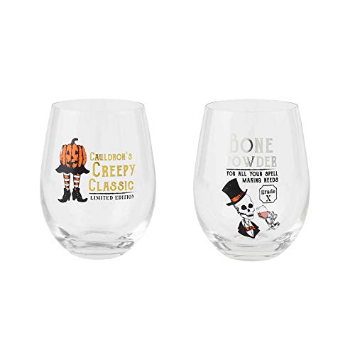 Mud Pie Halloween Pumpkin Wine Glass 16 oz Stemless Drinkware