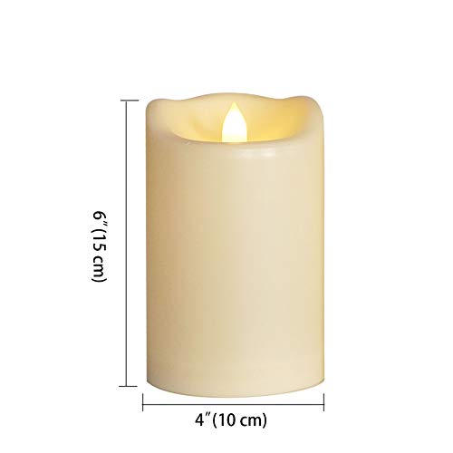 Cream White Outdoor Flameless LED Pillar Candles Set - 4x6 Inches with Timer, 2 Pack