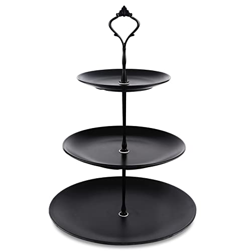Black Tiered Dessert Serving Tray for Kid's Parties 3-Tier Cupcake Stand