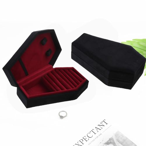 Halloween Theme Velvet Jewelry Storage Box Coffin Necklace Earring Organizer