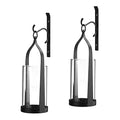 Black Wall-Mounted Candle Sconce Set of 2 - Rustic Iron & Glass Hurricane Holders