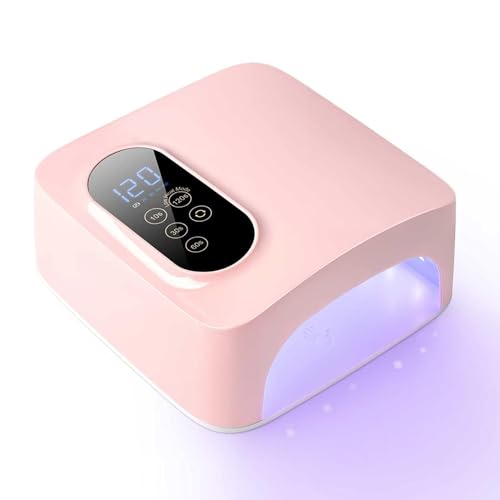 Pink Cordless 72W LED Nail Lamp with 4 Timer Settings & Sensor - Rechargeable Gel Dryer