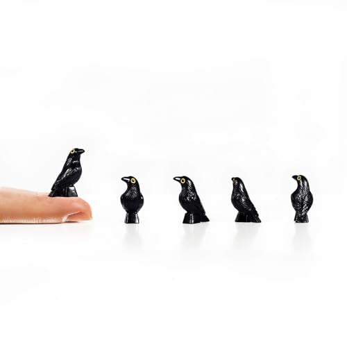 Mini Black Crow Figurines Set - Halloween Decor, Gothic Resin Animal Ornaments, 1 Inch, 100 Pieces
