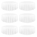 White Round Tablecloth 120 Inch - Pack of 6 for 6ft and 5ft Tables - Elegant Polyester Cover with Drop Variation of White / 120 Inch Round