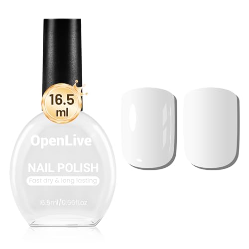 OpenLive White Nail Polish 16.5ml Fast Drying Long Lasting Glossy Finish - DIY Manicure