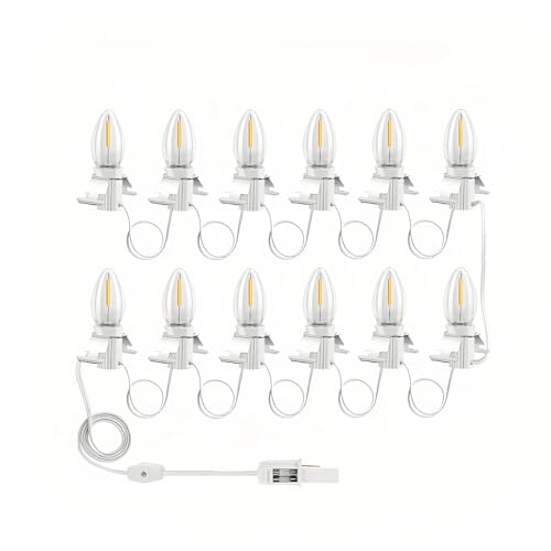 Christmas Village Lights with 12 LED Warm White Bulbs - 21ft