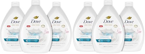 Dove Antibacterial Hand Wash Refill 34 Fl Oz Pack of 6 Unscented - Moisturizing & Protecting