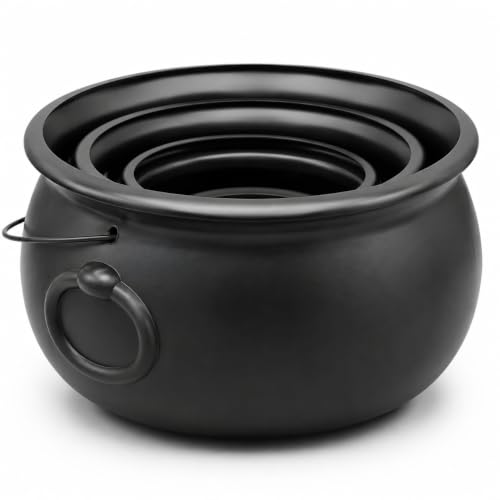 Halloween Cauldron Set with Mini Buckets - 10 Pieces, Plastic Witch Decor
