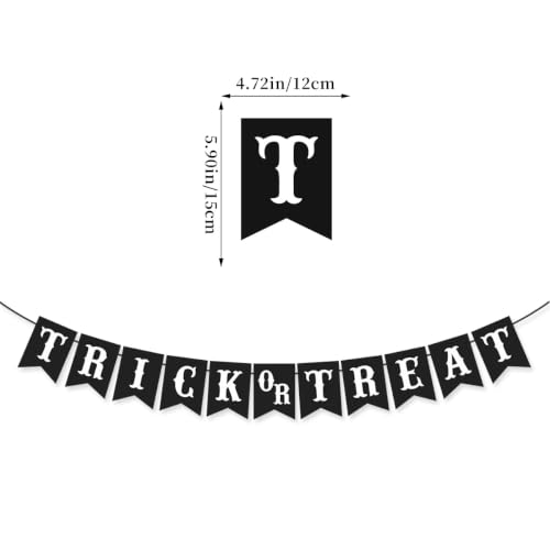 Halloween Paper Triangle Banner with Spider Cobweb Bats Skull Ghost Pumpkin - Style-10