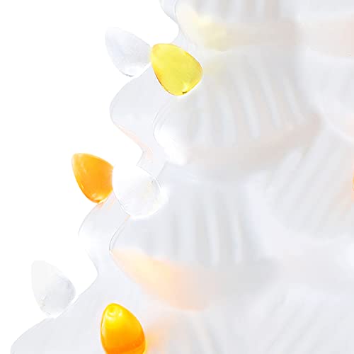 12-Inch Ceramic Candy Corn Halloween Tree with LED Lights - Nostalgic Tabletop Decoration