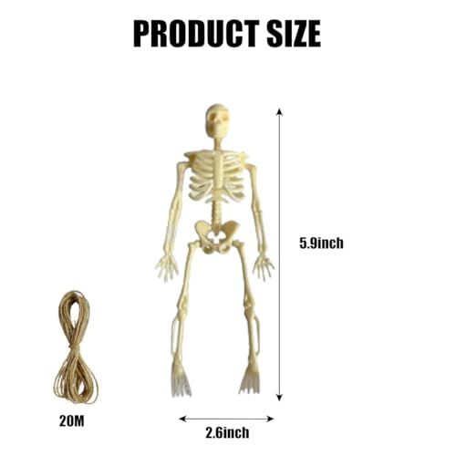 Mini Skeleton Figurines Set of 20 Halloween Plastic Toys - Adjustable & Detachable