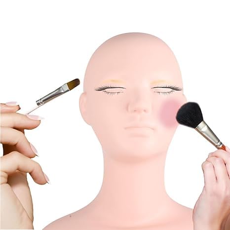 YFSAN Esthetics Mannequin Head with Shoulders, Multi Function Massage Makeup Practice Soft Mannequin Head Model Wig Hat Display