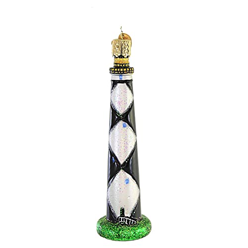 Glass Lighthouse Christmas Ornament Hand-Painted Seaside Holiday Decoration