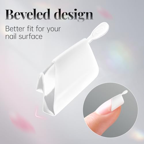 French Short Half Wrap Nail Tips - 120PCS Acrylic False Nails, Clear & White