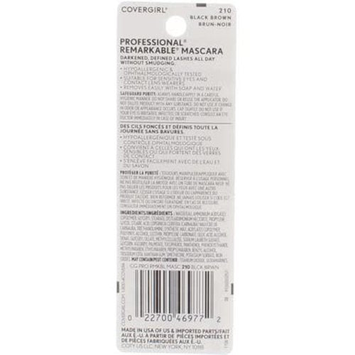 COVERGIRL Professional Remarkable Washable Mascara, Black Brown [210] 0.30 oz (Pack of 6)