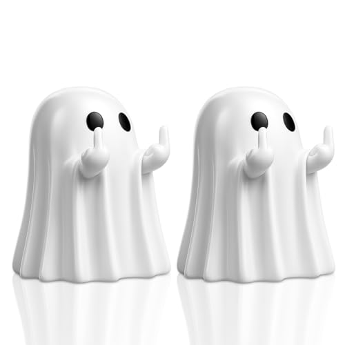 Set of 2 Halloween Ghost Figurines Indoor Home Decor for Desk & Shelf