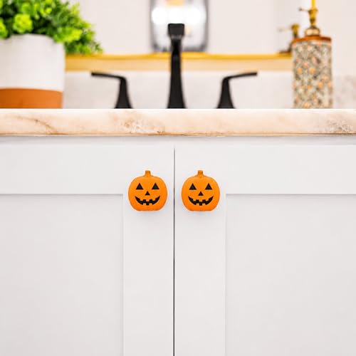 Jack O Lantern Decorative Knob Covers - Halloween Cabinet Decor (12 Pack)