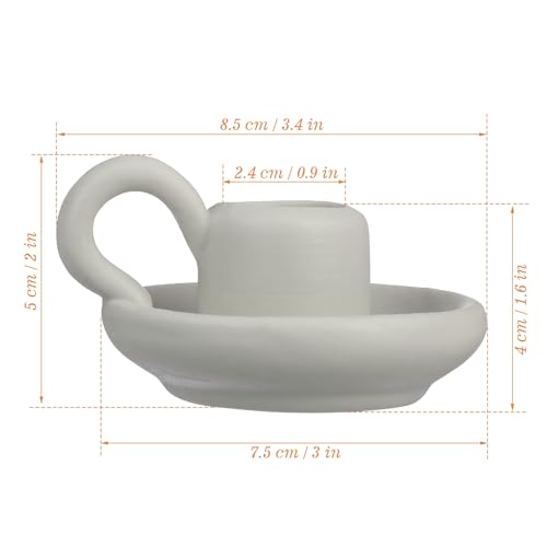 Nordic Ceramic Candle Holder Set with Handle - White Taper Candle Holders for Wedding Holiday Decor - 2PCS