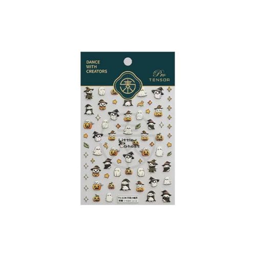 Halloween Nail Art Stickers - 5D Embossed Ghost Design for Women Girls - Color05