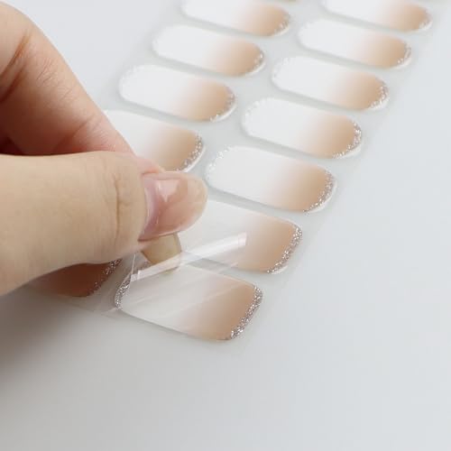 Semi Cured Gel Nail Strips Glitter White - Easy DIY Nail Art Wraps