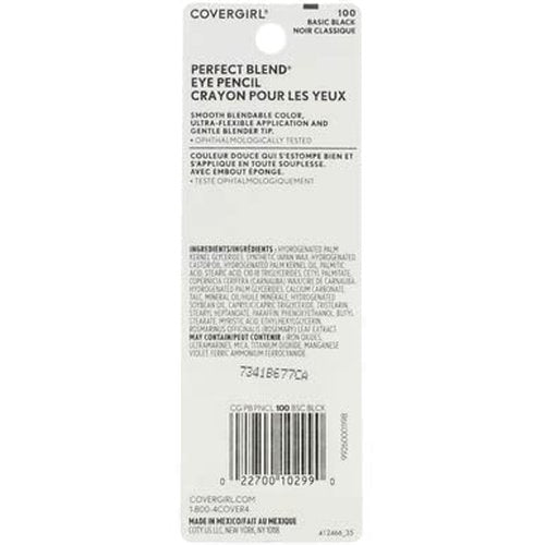 CoverGirl Perfect Blend Eye Pencil, Basic Black [100], 0.03 oz (Pack of 6)