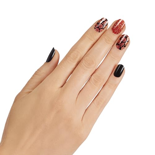 Hallow Queen Gel Nail Strips - Black & Orange Halloween Nail Wraps, 32 Pieces