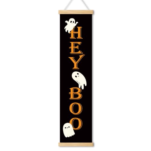 Halloween Front Door Banner - Ghost & Fall Leaves Decoration with Variation 18