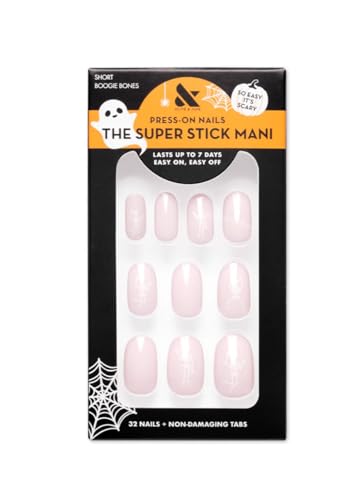 Olive & June Super Stick Mani Press-On Nails Boogie Bones Short Squoval No Glue Needed Halloween
