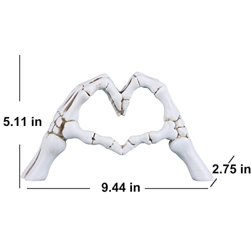 White Hand Bone Heart Sculpture - Modern Home Decor, Halloween Table Centerpiece