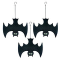 Halloween Glow in The Dark Metal Bat Ghost Hanging Decor Set of 3 Black Bats for Indoor Outdoor Party